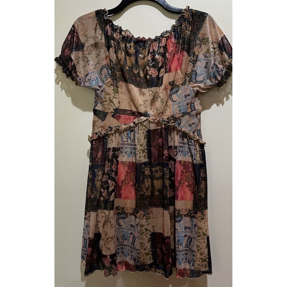 NWT Urban Outfitters Patchwork Print Sammy Sparkle Mini Dress ~ Med - Picture 7 of 8